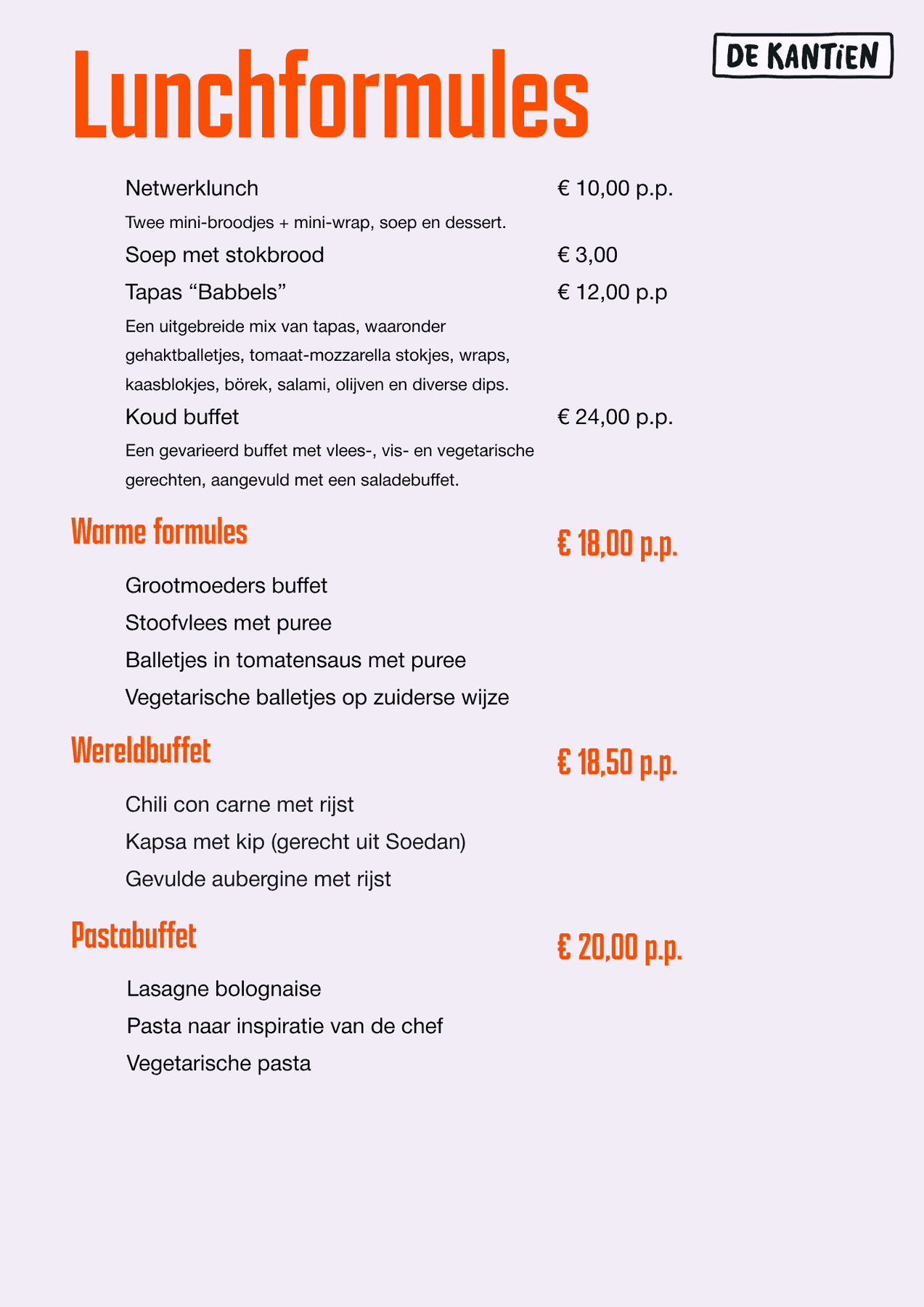 Assortiment: lunchformules
