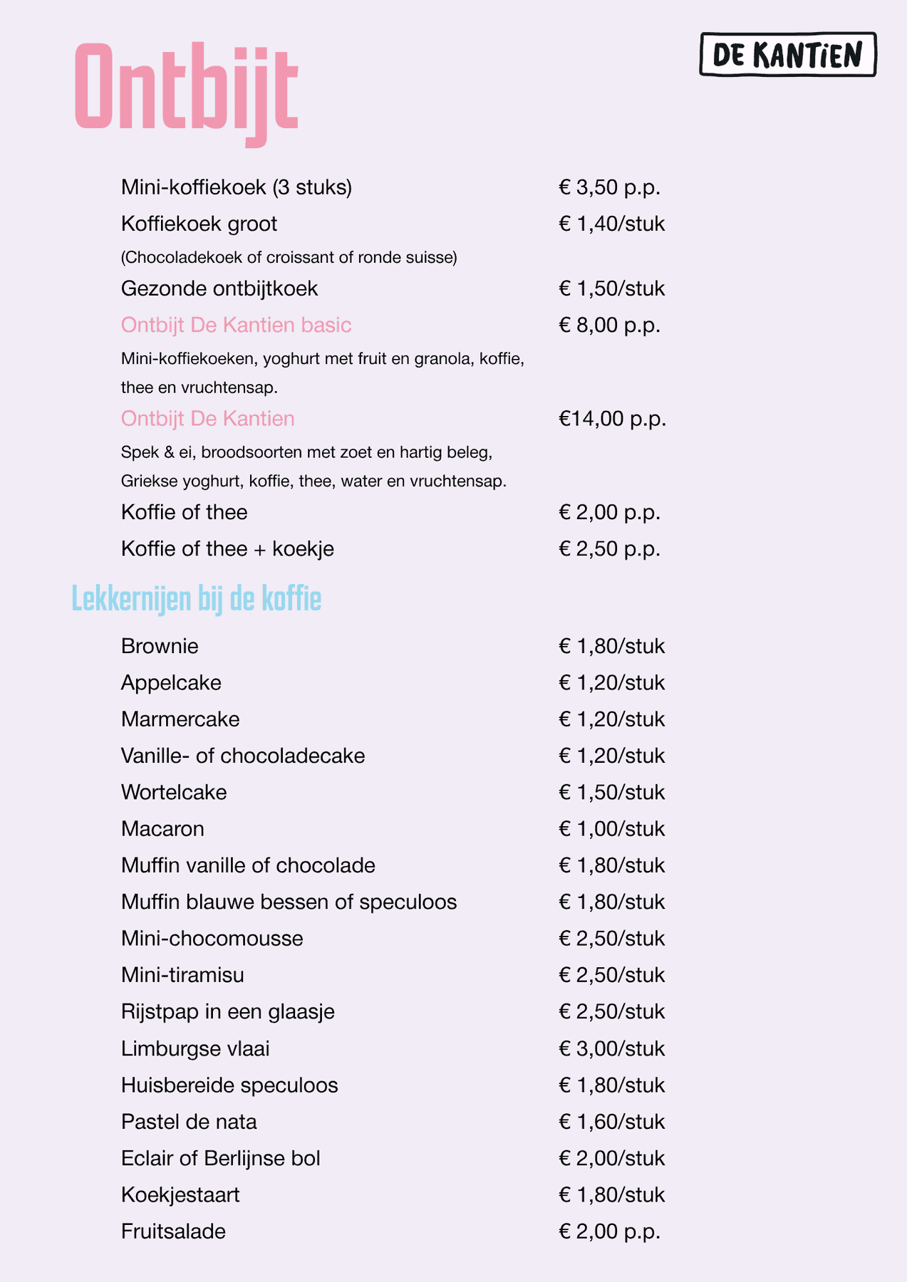 Assortiment: ontbijt en lekkernijen bij de koffie