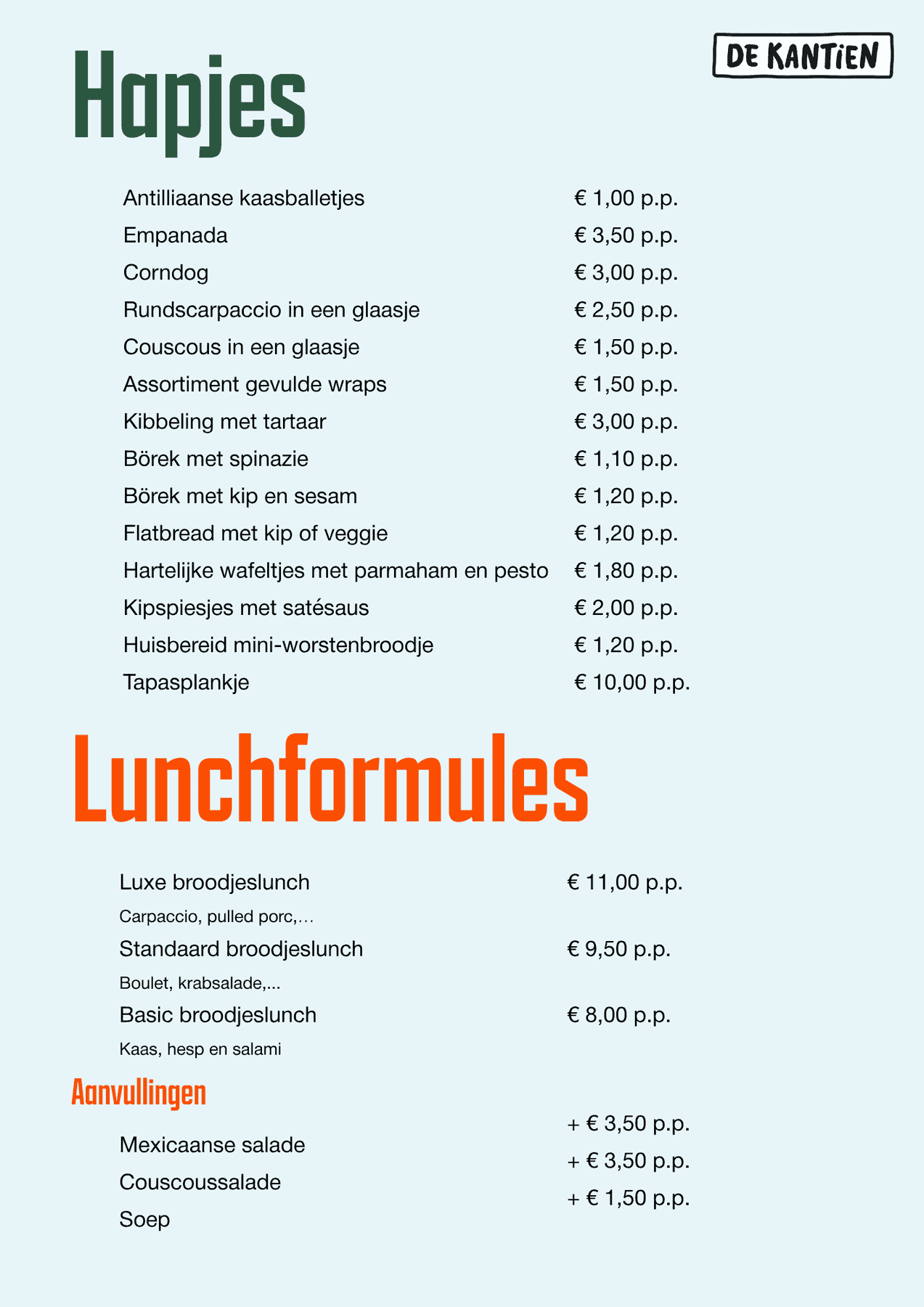 Assortiment: hapjes en lunchformules